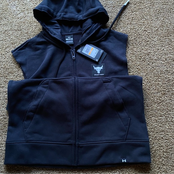 Under Armour Project Rock Mens Full Zip Hoodie Sleeveless Jacket NWT Sz Various - Picture 5 of 12